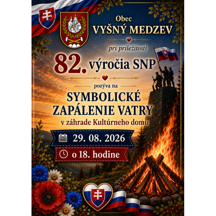Pozvánka na 82. výročie SNP / Záhrada Kultúrneho domu vo Vyšnom Medzeve